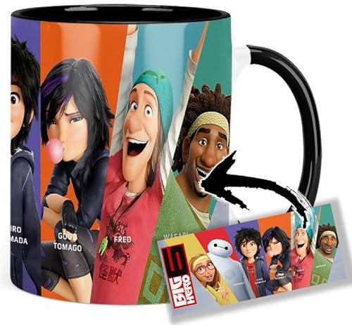 Big Hero 6 Hiro Baymax Tasse Innen & Henkel Schwarz Keramikbecher Mug