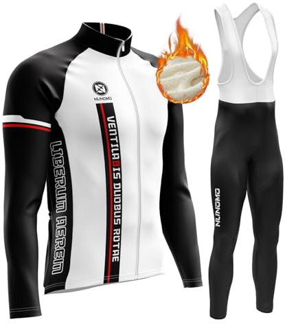 Abbigliamento Completo Ciclismo Uomo Tuta Bici da Corsa Invernale Maglia MTB Manica Lunga + Salopette Imbottiti con Gel 9D MTBGel Caldo e antivento (TYPE-1B,M)