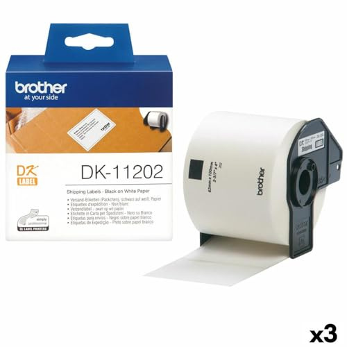 Brother 3 Etiketten für Brother DK-11202, 62 x 100 mm, schwarz/weiß