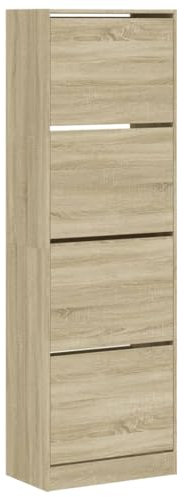 vidaXL Schuhschrank, Schuhkipper mit 4 Klappen, Schuhregal Schuhablage Platzsparend für Eingangsbereich, Schuhkommode Schuhaufbewahrung, Sonoma-Eiche