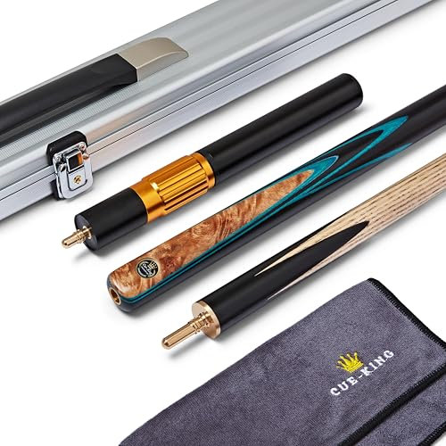 Cue-King Pool Cue Premier 300, Snooker Cue, Handmade 57 18oz 3/4 Jointed Cue with Case, Premium Telescopic Extension, Aluminium Hard Case, Microfibre Cue Towel, Snooker Cue with Case, Pool Cues