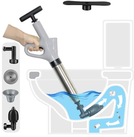 YuuKai Toilettenkolben mit Echtzeit-Barometer, Edelstahl Abflussverstopfungsentferner, Hochdruck-Abflussblaster-Pistole für Waschbecken, Toiletten, Badezimmer, Küche verstopftes Rohr