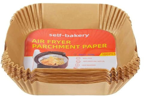 GZSYWZ Air Fryer - Papel de horno antiadherente para horno, 100 unidades, resistente al agua, resistente al aceite, adecuado para freidora de aire de 4 L a 5 L, horno, microondas, marrón, cuadrado, 20