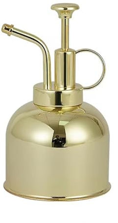 BURLOE Plant Mister Sprühflasche, Edelstahl Gießkanne Mist Sprayer Vintage Style Top Pump Einhand Für Gartenpflanzen Home Office Auslaufsicher Feiner Nebel,Gold