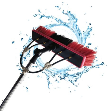Telescopic Roof Brush 3-9 m, Telescopic Cleaning Pole, Telescopic Brush with Water Pipes and Brooms for Interior High Windows and Solar Panels (55cm,9m)