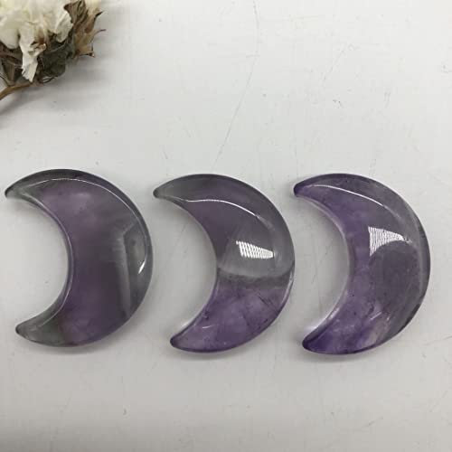 AUOQKQUT Pietra di Cristallo di Quarzo Viola Ametista Naturale Pietra d'Amore a Forma di Luna DecorazioneCristalli Decorazione Naturale Decorazioni per la casa