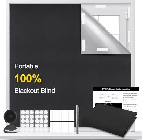 Sylken Blackout Blind,𝟐𝟎𝟎𝐗𝟏𝟒𝟓𝐜𝐦 Portable Blackout Blinds Stick on Blinds for Windows,Temporary Blackout Curtains Suitable for Cutting any Size Shape-for Bedroom,Indoor and Outdoor etc.
