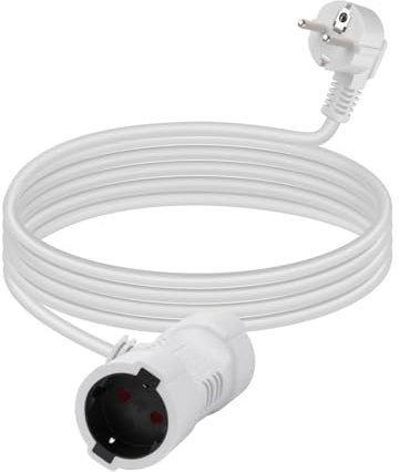 RIIEYOCA Cable de Extensión de Contacto Protector con 2 Tomas, Doble Extensión Schuko de 16A / 250V para Uso en Exteriores, Enchufe de Seguridad de 2 Clavijas (Blanco, 1,5M)