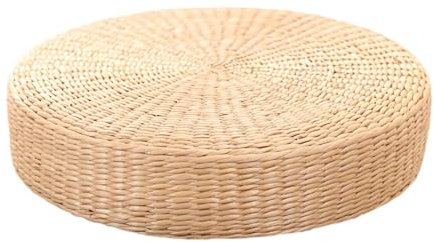 MagiDeal Coussin d'assise Coussin de méditation tissé à la main Pouf léger Coussin de sol en paille pour cheminée Cérémonie du thé Balcon, 70x6cm