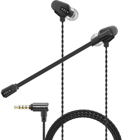 AZLA AWACS Gaming Earphone with Boom Microphone, Wired Gaming Headset with Clear Mic, Gaming Earbuds Perfect for PC, PS5, Xbox and More – Detachable Lightweight Mic, IEM for Gaming