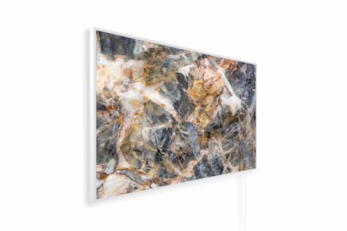 Könighaus Bildinfrarotheizung - 800 Watt | 5 Jahre Garantie | Doppelter Überhitzungsschutz | Ultraflacher Heizkörper für 11-21 m² | Rahmenfarbe: Weiß | Motiv: 08. Naturstein