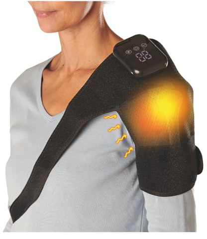 Coopers of Stortford - Heated Knee and Shoulder Massager - Cordless Infrared Heat Therapy with Adjustable Strap and Gentle Vibration - USB Rechargeable Portable Pain Relief Device