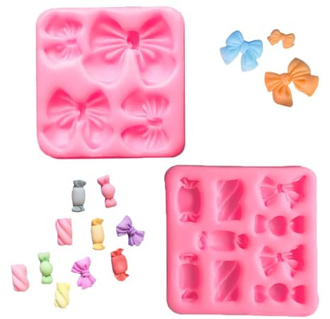 Weenwill Moules en Silicone Papillon,2 PCS Moules à Fondan en Forme de Nœuds,Moule Pate Fimo pour Bonbons,Chocolat,Décoration de Gâteaux,Pâtisserie,Savon,Sucre Rose