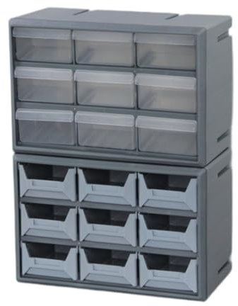 Colcolo 18 Drawers Small Parts Organizer Craft Cabinet Storage Hardware Tool Storage for Hair Accessories Bolts Cables Jewelry Nuts, Gray