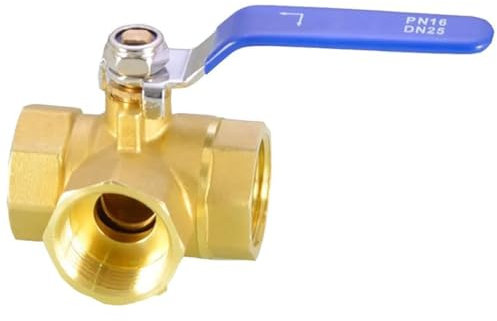 PLLJIAXUAMCLNL Robinet à Bille 3 Voies en Laiton, 1/4'' 3/8'' 1/2'' 3/4'' 1'' Robinet à Bille Trois Voies en Cuivre Interrupteur Type en T Type en L Tuyau Gaz Naturel (Fmcb)