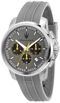Analoge Quarzuhr Maserati Herren mit Silikonarmband in Silber
