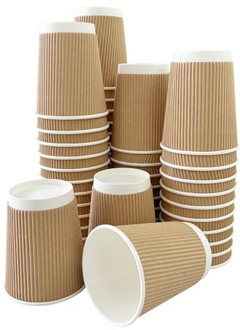 Ecokanta 500 x 230ml (8oz) Brown Paper Cups for Hot & Cold Drinks Biodegradable Leak Proof Triple Wall Disposable Cup Suitable for Tea Coffee Party Camping Dessert Takeaway