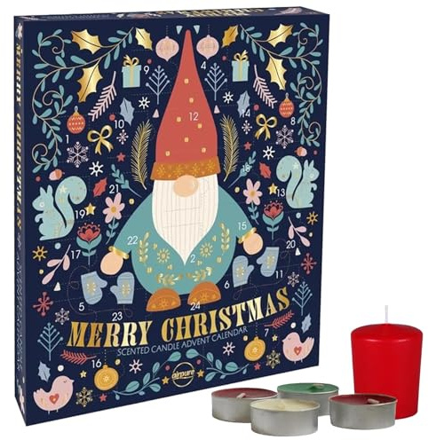 Christmas Advent Calendar with 23 Airpure Scented Tea Lights Candles - Tealights with 4 Hour Burn Time and 10 Hour Voltive Candle (Gonk 2678)