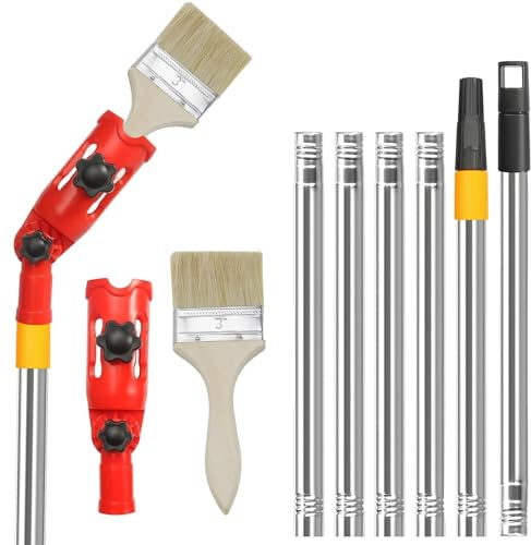 DEANKEJI 1,75 m en Acier Inoxydable Manche Telescopique, Avec Brosse Perche Telescopique Peinture, Multi-angle Perche Peinture, Adapté aux Plafonds Hauts, Murs et Décorations