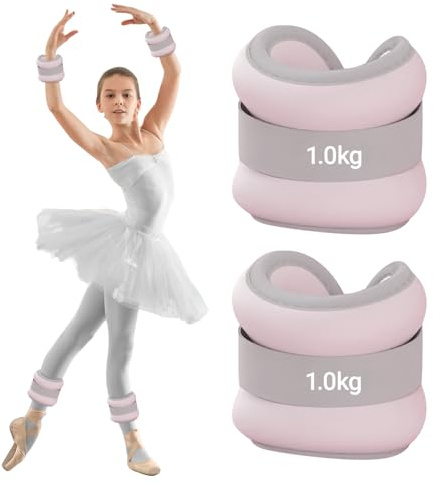 Lot de 2 Poids pour Cheville 1.0kg, Poids Poignet pour Femmes Hommes Enfants avec plusieurs tailles, pour emise en Forme, Exercice, Yoga, Danse, Marche, Jogging, rose