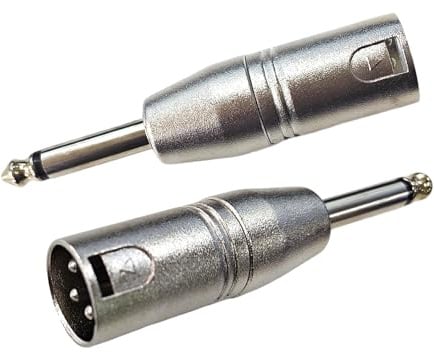 Wvxilyr 2 Stück 6,35 mm TRS Mono auf XLR Adapter, XLR auf Klinke 6,35 Adapter, TRS-auf XLRS Audio Adapter, für Mixer, Lautsprecher und Mikrofone Robustes, Langlebige Nutzung (Mono)