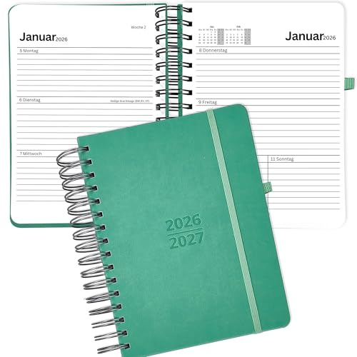 2 Jahre DIN A6 2026 2027 Terminplaner Kalender auf Deutsch, Terminkalender Wochen-Planer, Ausgaben Organizer, Agenda Wochenkalender Buchkalender mit Kunstleder-Hardcover