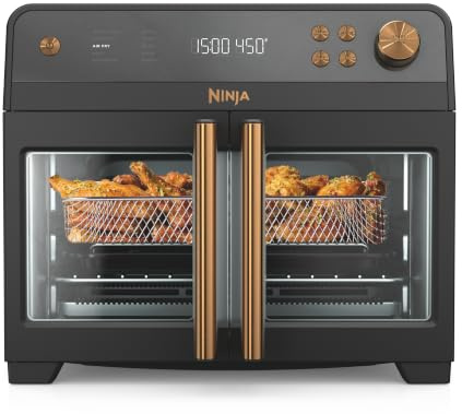 Ninja | French Door Premier Air fry Oven | 10-in-1 functions | 20.3-qt capacity | 5-qt Air Fry Basket, Sheet Pan, Wire Rack, Broil Rack | PFAS-free, Dishwasher-Safe Accessories | Black | FO101BK