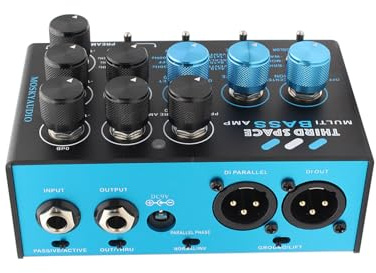 Hamwesh Bass Preamp, 3-Band EQ Semi-Parametric Mid Control Bass Effects Pedal, Compressor Pedal with Dual FX Loops Parallel Signal Chain Cab Simulator for Recording Live Performance