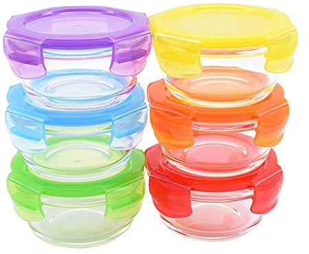 ARSUK Glasbehälter mit Deckel (6-teiliges Set, 200 ml) - Luftdicht Frischhaltedosen - Gläser für Meal Prep - Mikrowellengeeignet Gefrierdosen