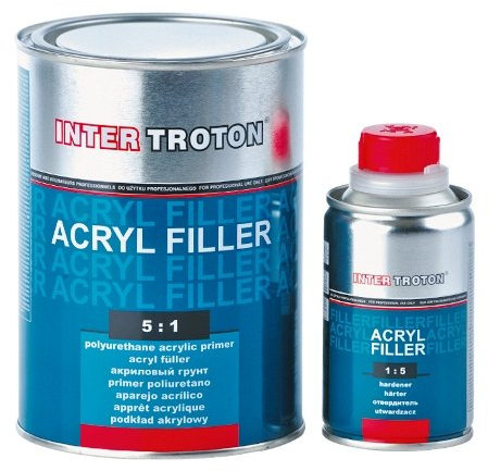 Troton 6 x HS FÜLLER GRUNDIERUNG 2K ACRYL PRIMER 5:1 0,8L SCHWARZ +HÄRTER 0,16 INTER