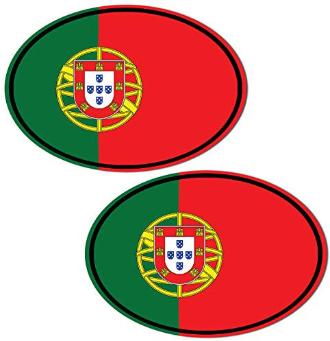 Biomar Labs 2 x PVC Autocollant Voiture Auto Moto Drapeau National Portugais Portugal Oval Flag B 208