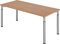 bümö höhenverstellbarer Schreibtisch 180x80 cm in Nussbaum, Gestell Silber - PC Tisch höhenverstellbar & groß, höhenverstellbarer Tisch Büro, großer Computertisch verstellbar, Y-Serie