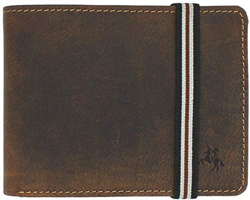 VISCONTI Leather Wallet with Elastic Closure RFID Blocking and Tap and Go BN3 Oil Tan