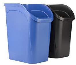 RUBBERMAID Lot de 2 corbeilles à déchets sous comptoir 9,4 g, bleu et noir pour déchets à double flux et recyclage, résine