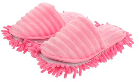Yardwe 1 par de zapatillas de mopa para hombre y mujer, unisex, para limpieza de piso, zapatillas de limpieza de polvo, tamaño 38-41 (rosa)