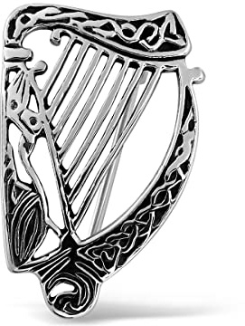 WithLoveSilver 925 Sterling Silber Keltische Triquetra Trinity Harfe Musikalische Brosche Pin