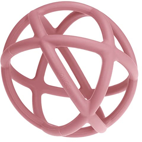 OLGS Silikon Greifball für Babys, Pastell Greifling Beißring Motorikball für leichtes greifen, Greifball für Junge/Mädchen (Power-Rose)
