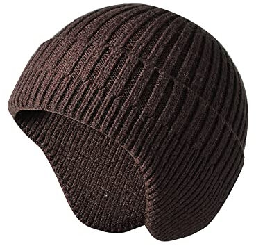SEYUFN Herren Wintermütze Frauen Ohrhörer Hut Erwachsene Warm Strickmütze Skull Cap Schnee Fleece Gefüttert Outdoor Ski,D-Café