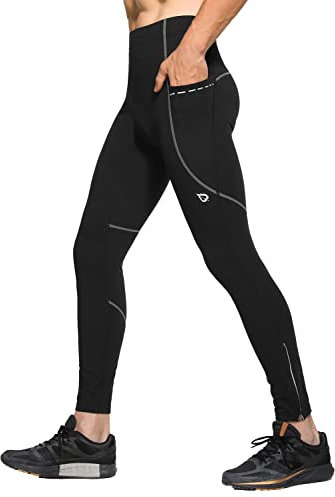 baleaf Fahrradhose Herren Lang Radlerhose Thermo Laufhose Herren Lang Wasserdicht Radhose Winter MTB Hose mit Seitentasche Grau S