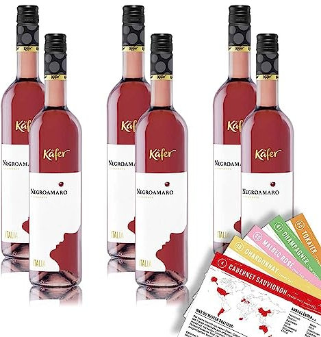 Käfer Negroamaro Rosé IGP, halbtrocken, sortenreines Weinpaket + VINOX Winecards (6x0,75l)