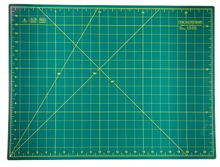 The Quilted Bear Cutting Mats - Sewing & Quilting Self Healing Cutting Mat 18 x 24 (A2) with 60 & 45 Degree Angle Markings (Green)