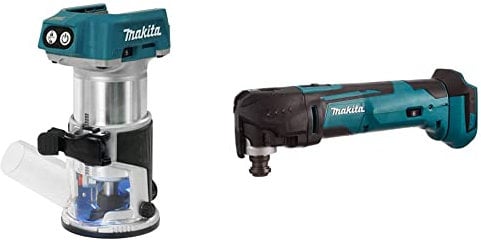 Makita DRT50ZX4 18V Li-Ion LXT Brushless Router Trimmer - Batteries and Charger Not Included & DTM51Z Multi-Tool, 18 V,Blue
