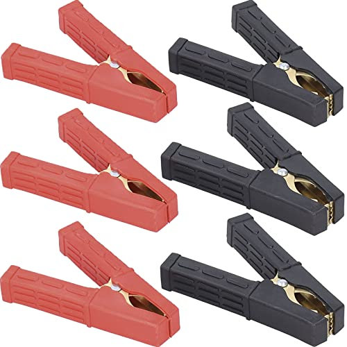 Morsetti a Coccodrillo Resistente, 6 PCS Morsetti a Coccodrilo per Cavi Batteria Auto, Clip di Batteria a Coccodrillo Auto, per Cavo di Ricarica Auto (Rosso, Nero)