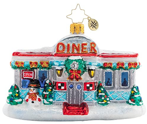 Christopher Radko Handgefertigter europäischer Weihnachtsbaum aus Glas, dekoratives Ornament, Weihnachten im Diner