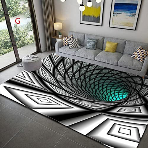 AZZRRO 3D Optical Illusion Teppiche, 100x100cm Interessanter Quadrat Teppiche Wirbelfalle Teppich, Anti-Rutsch-Teppich für den Innen- und Außenbereich Küchenboden Flur