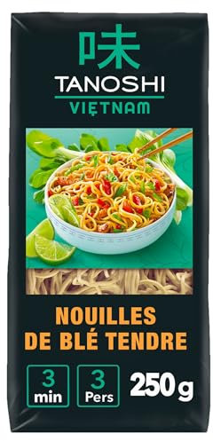 TANOSHI VIETNAM - Nouilles De Blé Tendre Sèches - 3 min Temps De Préparation - 3 Personnes / 250g