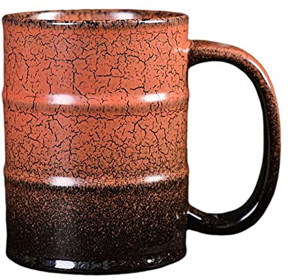 YlobdolY 600ml Großer Keramik-Kaffeebecher mit Henkel,Neuheit fassförmige Vintage-Teebecher Bierbecher Wassertassen für Büro und Haus,einzigartiges Geschenk für Männer Frauen,rot