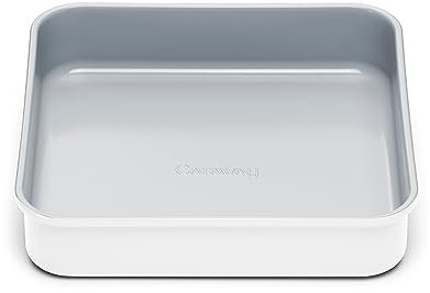 Caraway Antihaft-Keramikpfanne, quadratisch, 22,9 cm, natürlich glatte Keramikbeschichtung, ungiftig, PTFE- und PFOA-frei, perfekt für Brownies, Zitronenriegel, Kuchen und mehr – Weiß