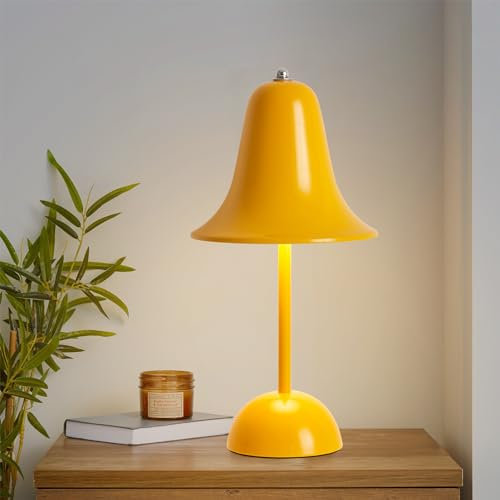 BRIMETI LED Nachttischlampe Touch Dimmbar, Akku Tischlampe Kabellos Warmweiß/Natürliches Weiß/Kaltweiß Wiederaufladbar USB 8W Tischleuchte 500 Lumen,für Arbeitszimmer Wohnzimmer Schlafzimmer (Gelb)