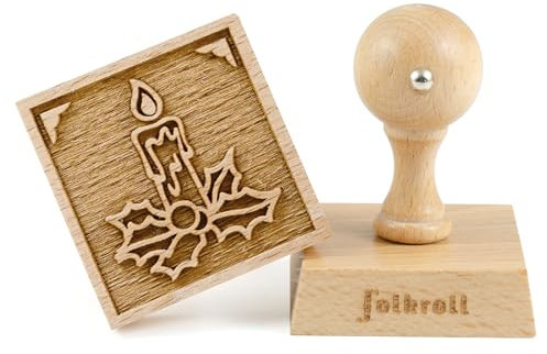 Folkroll Motiv-Keksstempel Adventskerze, 55x55 mm, Cookiestempel, Backstempel, Keks, Stempel, Buchenholz, 231181